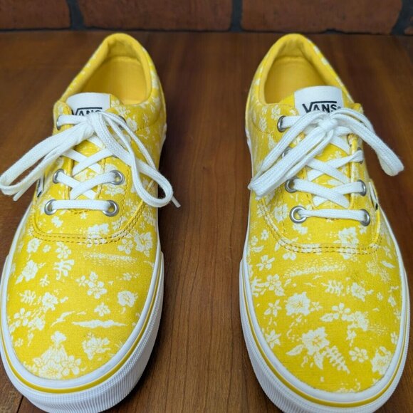 Vans Shoes Women 9 Doheny Yellow Floral Low Tops Skate Sneakers Chill Hawaiian - Picture 2 of 11